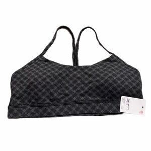 NWT Lululemon Flow Y Bra *Nulu Jacquard A-C (Square Heart Jacquard Coal Black)12